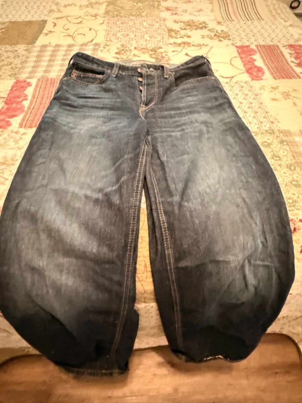 Ariat Wide Leg Dark Wash Button-Fly Jeans